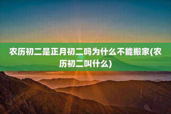 农历初二是正月初二吗为什么不能搬家(农历初二叫什么)