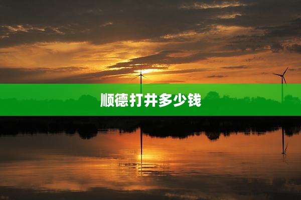 顺德打井多少钱