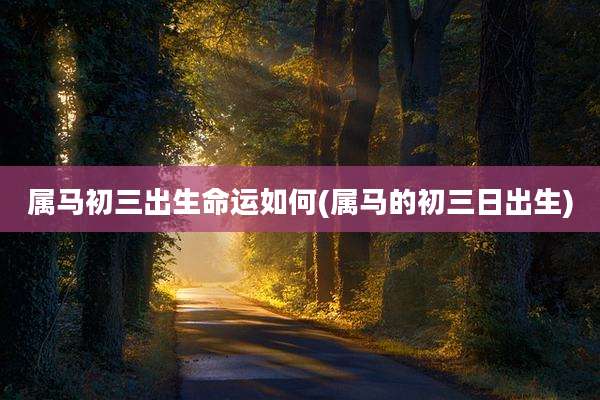 属马初三出生命运如何(属马的初三日出生)