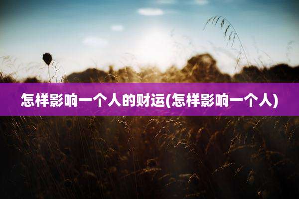 怎样影响一个人的财运(怎样影响一个人)