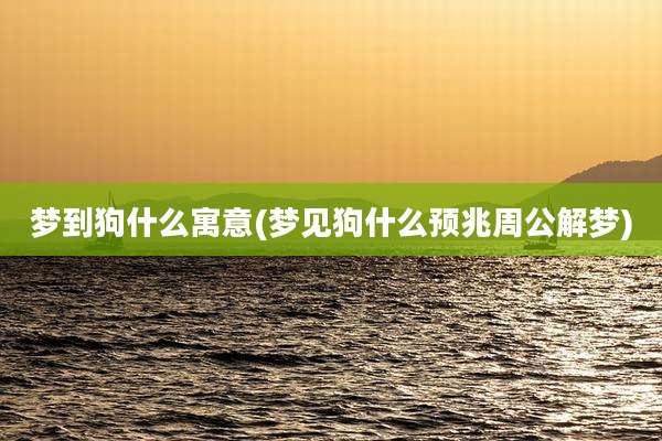 梦到狗什么寓意(梦见狗什么预兆周公解梦)