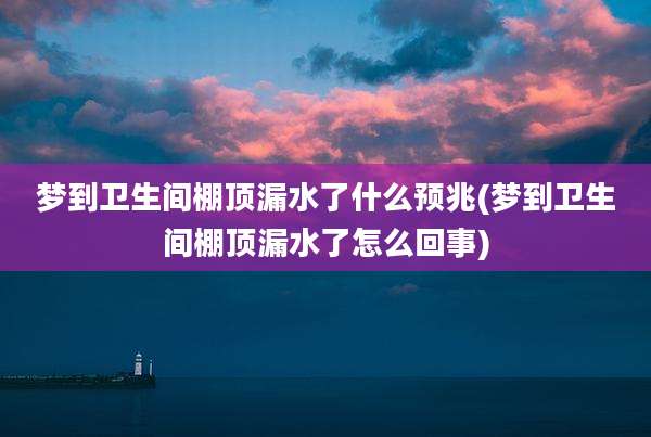 梦到卫生间棚顶漏水了什么预兆(梦到卫生间棚顶漏水了怎么回事)