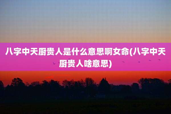 八字中天厨贵人是什么意思啊女命(八字中天厨贵人啥意思)
