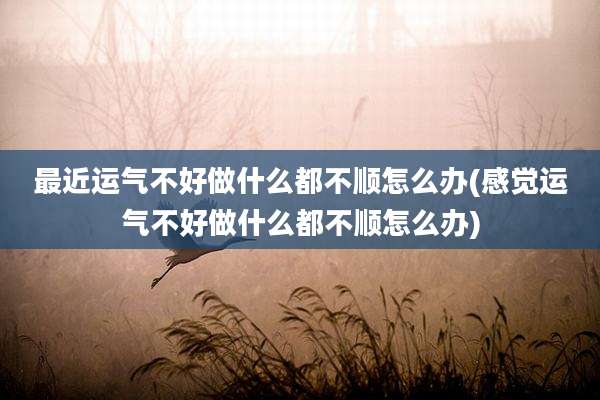 最近运气不好做什么都不顺怎么办(感觉运气不好做什么都不顺怎么办)