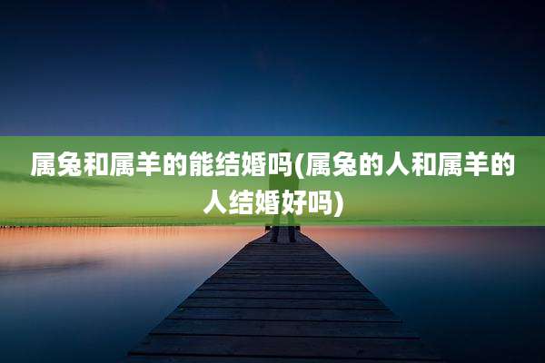 属兔和属羊的能结婚吗(属兔的人和属羊的人结婚好吗)