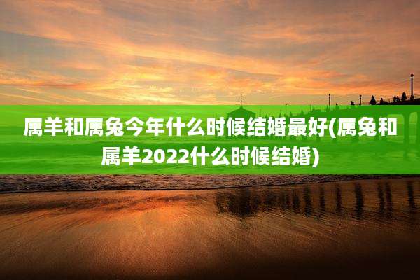 属羊和属兔今年什么时候结婚最好(属兔和属羊2022什么时候结婚)