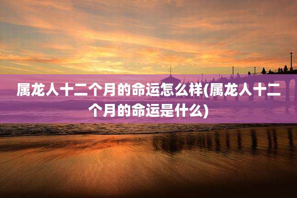 属龙人十二个月的命运怎么样(属龙人十二个月的命运是什么)