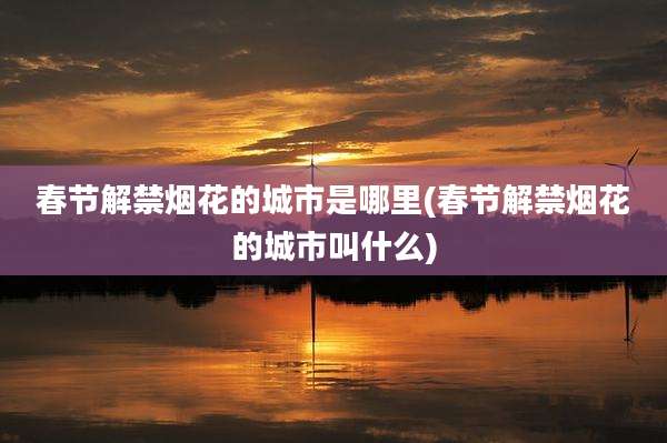 春节解禁烟花的城市是哪里(春节解禁烟花的城市叫什么)
