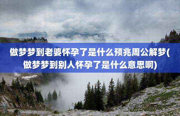 做梦梦到老婆怀孕了是什么预兆周公解梦(做梦梦到别人怀孕了是什么意思啊)