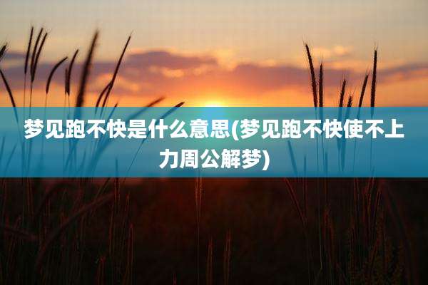 梦见跑不快是什么意思(梦见跑不快使不上力周公解梦)