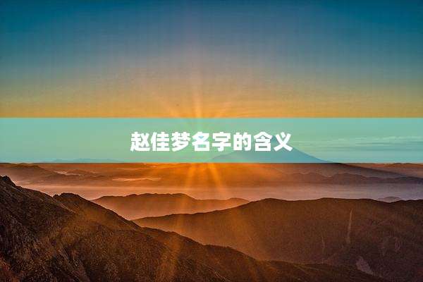赵佳梦名字的含义