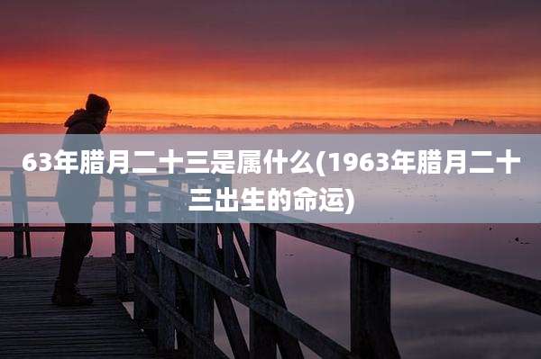 63年腊月二十三是属什么(1963年腊月二十三出生的命运)