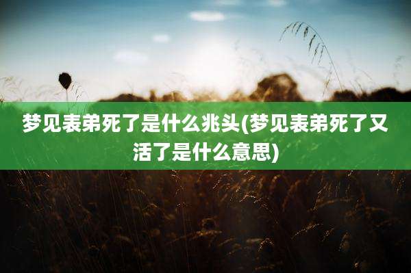 梦见表弟死了是什么兆头(梦见表弟死了又活了是什么意思)