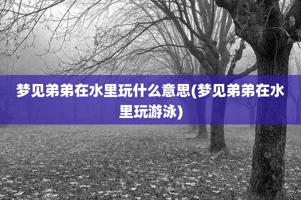 梦见弟弟在水里玩什么意思(梦见弟弟在水里玩游泳)