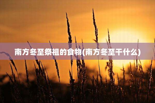 南方冬至祭祖的食物(南方冬至干什么)