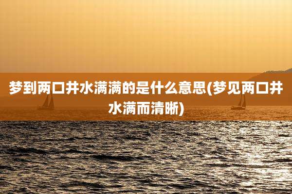 梦到两口井水满满的是什么意思(梦见两口井水满而清晰)
