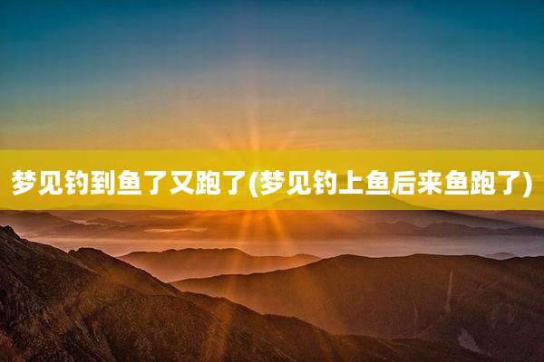 梦见钓到鱼了又跑了(梦见钓上鱼后来鱼跑了)
