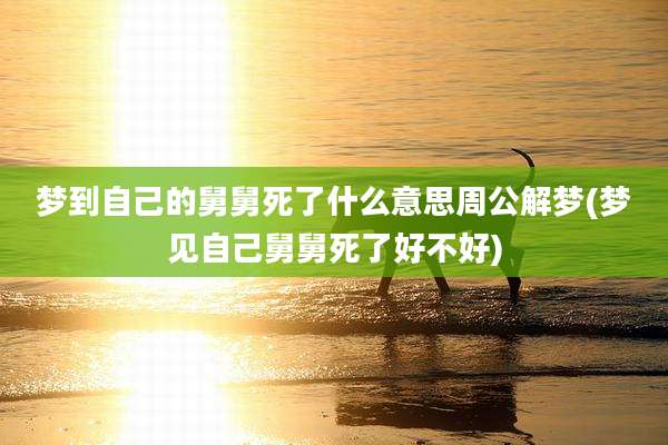 梦到自己的舅舅死了什么意思周公解梦(梦见自己舅舅死了好不好)