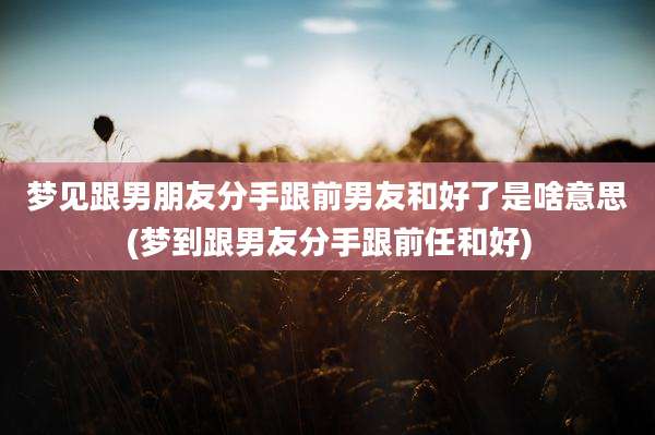 梦见跟男朋友分手跟前男友和好了是啥意思(梦到跟男友分手跟前任和好)