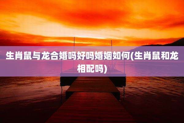 生肖鼠与龙合婚吗好吗婚姻如何(生肖鼠和龙相配吗)