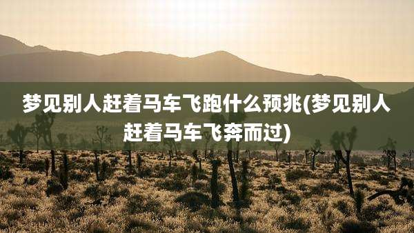 梦见别人赶着马车飞跑什么预兆(梦见别人赶着马车飞奔而过)