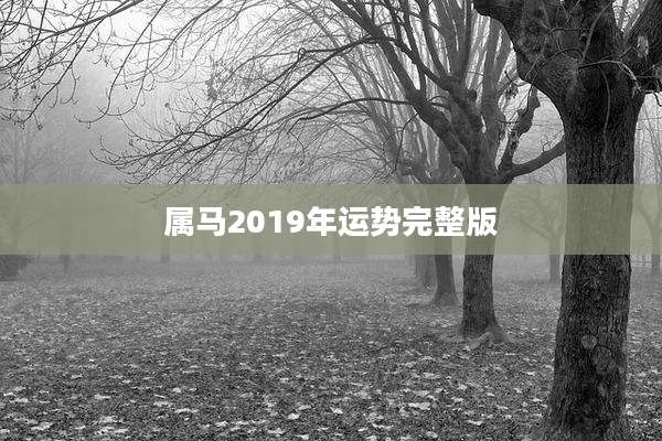 属马2019年运势完整版