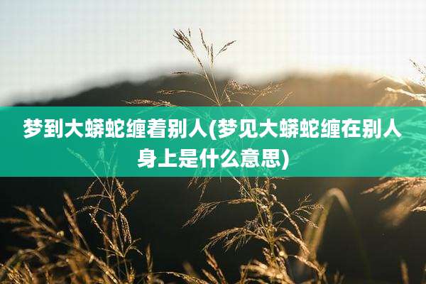 梦到大蟒蛇缠着别人(梦见大蟒蛇缠在别人身上是什么意思)