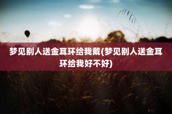 梦见别人送金耳环给我戴(梦见别人送金耳环给我好不好)
