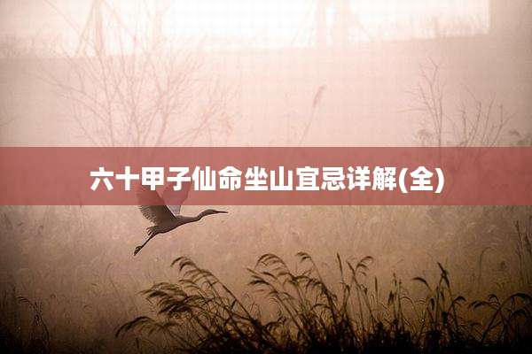 六十甲子仙命坐山宜忌详解(全)