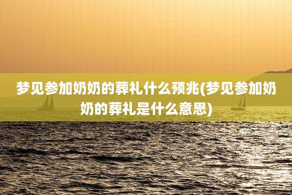 梦见参加奶奶的葬礼什么预兆(梦见参加奶奶的葬礼是什么意思)
