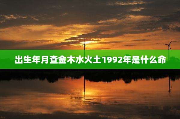 出生年月查金木水火土1992年是什么命