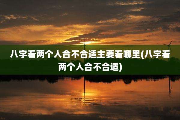 八字看两个人合不合适主要看哪里(八字看两个人合不合适)