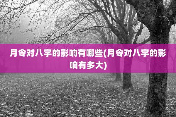 月令对八字的影响有哪些(月令对八字的影响有多大)