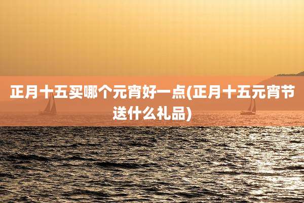 正月十五买哪个元宵好一点(正月十五元宵节送什么礼品)