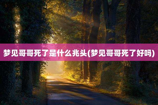 梦见哥哥死了是什么兆头(梦见哥哥死了好吗)