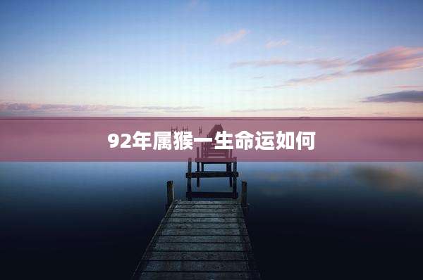 92年属猴一生命运如何