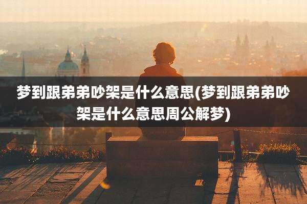 梦到跟弟弟吵架是什么意思(梦到跟弟弟吵架是什么意思周公解梦)
