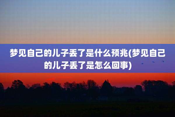 梦见自己的儿子丢了是什么预兆(梦见自己的儿子丢了是怎么回事)