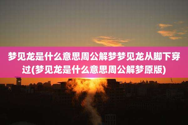 梦见龙是什么意思周公解梦梦见龙从脚下穿过(梦见龙是什么意思周公解梦原版)