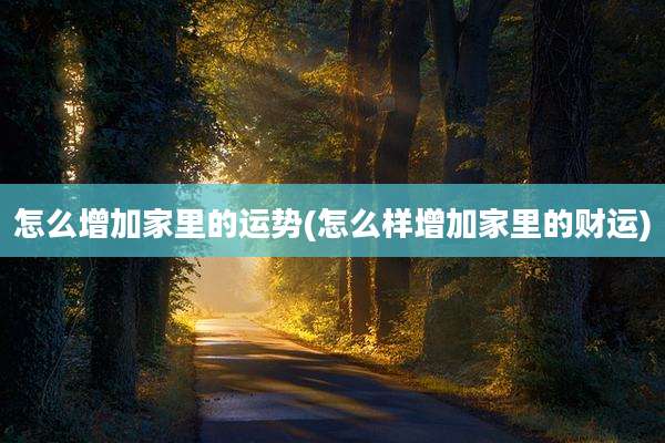 怎么增加家里的运势(怎么样增加家里的财运)