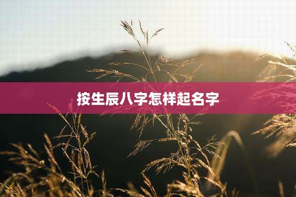 按生辰八字怎样起名字