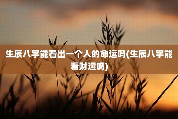 生辰八字能看出一个人的命运吗(生辰八字能看财运吗)
