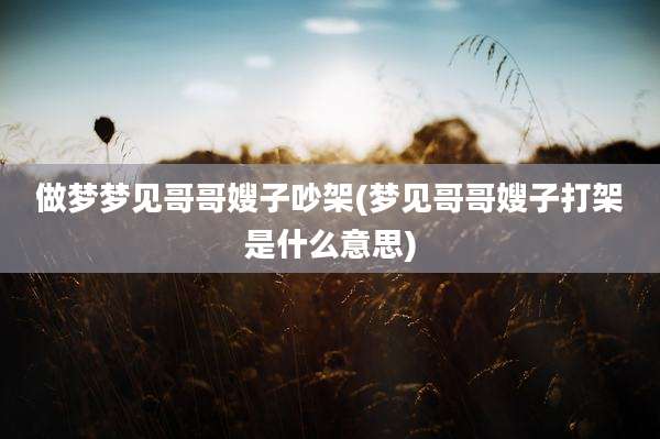 做梦梦见哥哥嫂子吵架(梦见哥哥嫂子打架是什么意思)