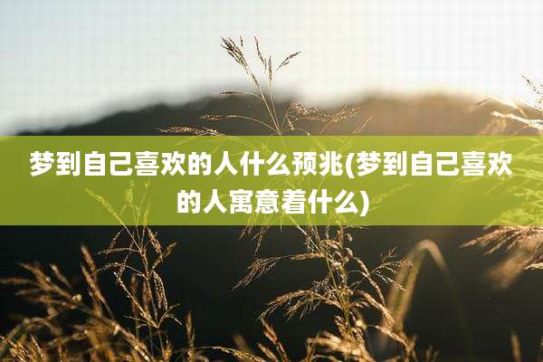 梦到自己喜欢的人什么预兆(梦到自己喜欢的人寓意着什么)