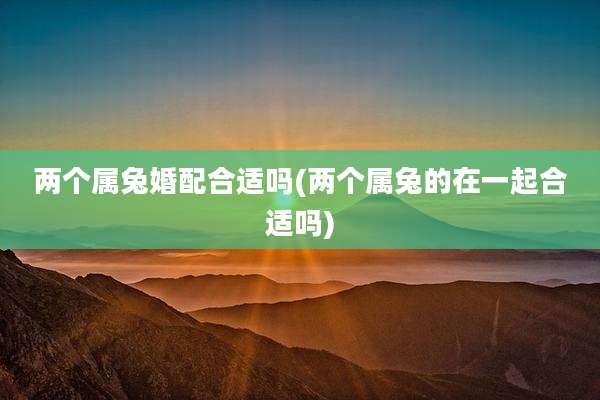 两个属兔婚配合适吗(两个属兔的在一起合适吗)