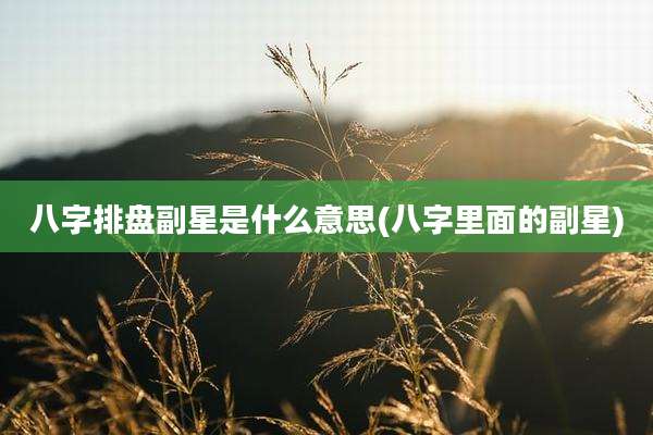 八字排盘副星是什么意思(八字里面的副星)