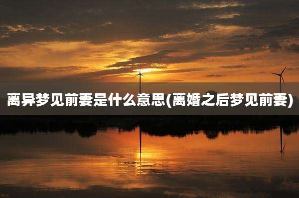 离异梦见前妻是什么意思(离婚之后梦见前妻)