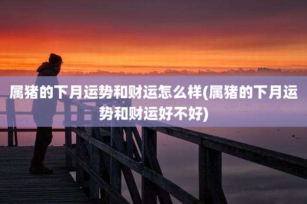 属猪的下月运势和财运怎么样(属猪的下月运势和财运好不好)