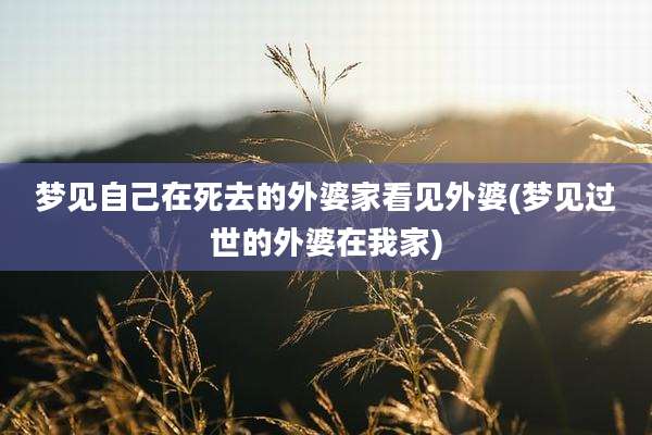 梦见自己在死去的外婆家看见外婆(梦见过世的外婆在我家)