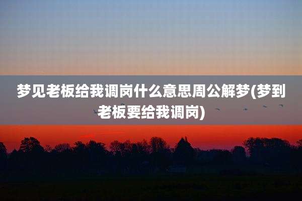 梦见老板给我调岗什么意思周公解梦(梦到老板要给我调岗)